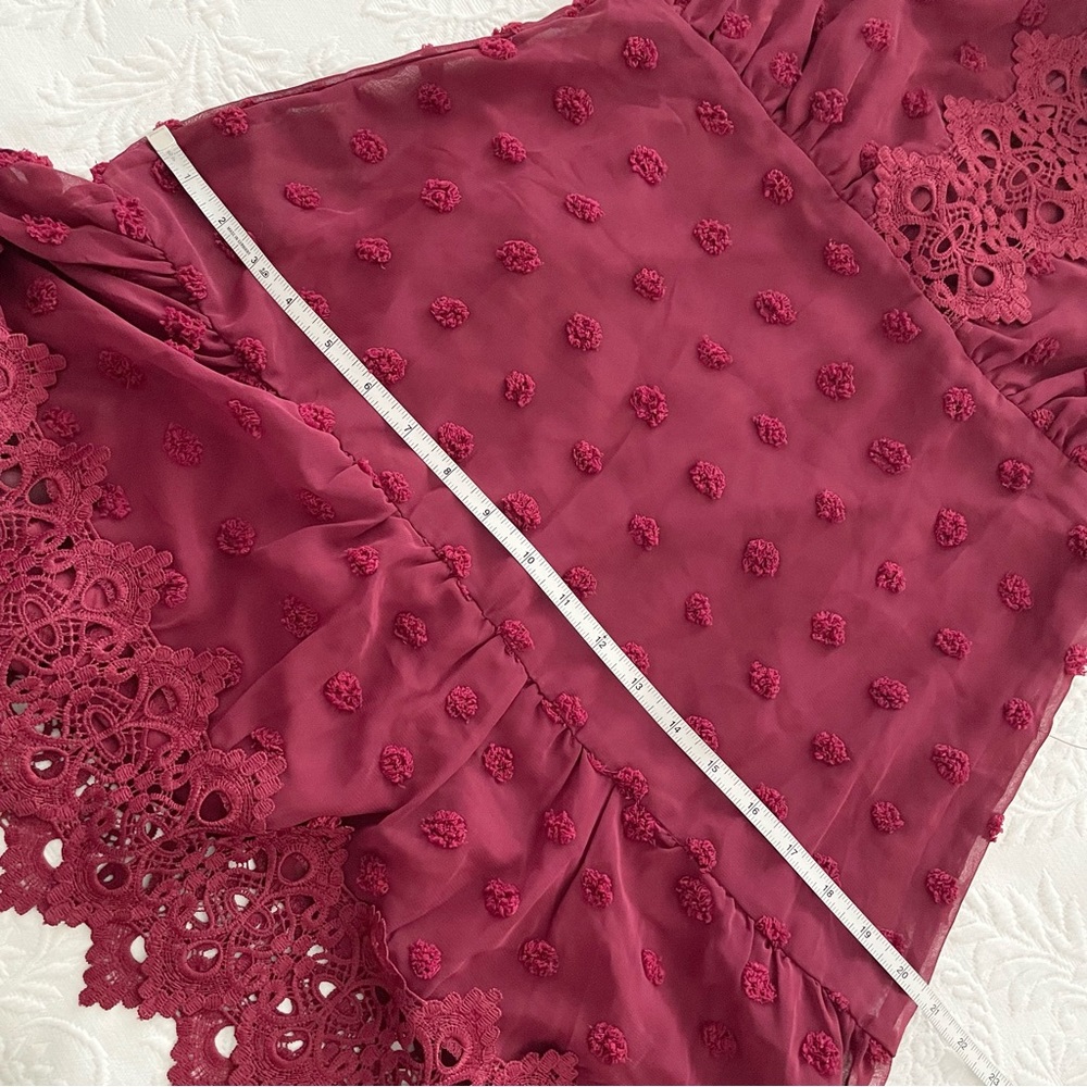 NWT Lust or Love Wine Red Embroidered Lace Long Sleeve Dress Medium - Picture 11 of 12